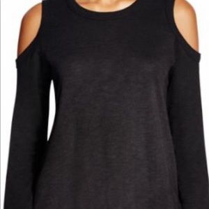 Cold shoulder long sleeve cotton shirt